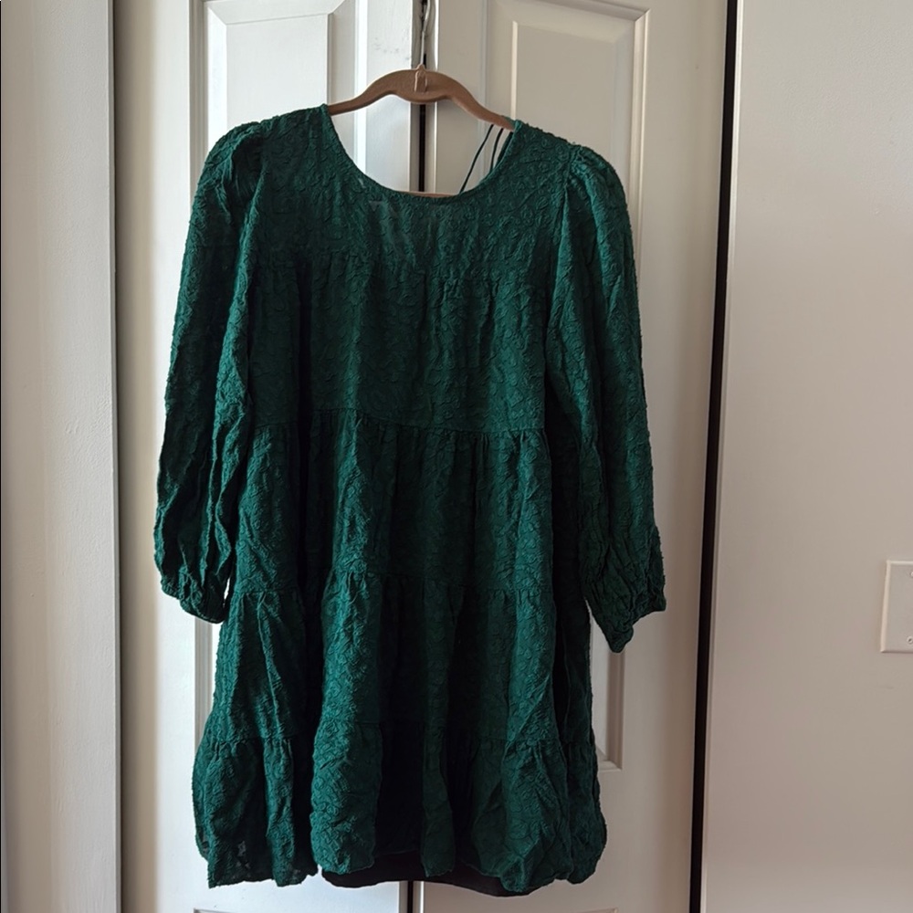 Zara Forest Green Babydoll Dress (size L)